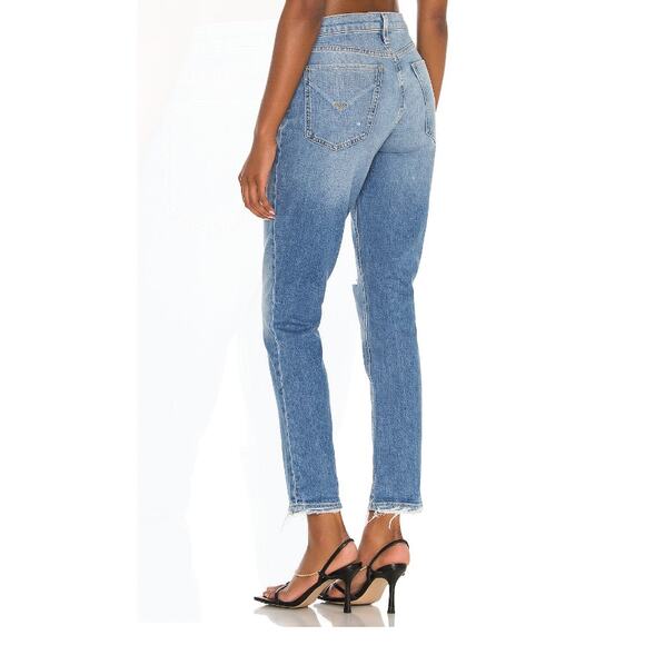 Hudson Lana Boyfriend Ripped Jeans Distressed Hem Denim Medium Wash Blue - Picture 3 of 12